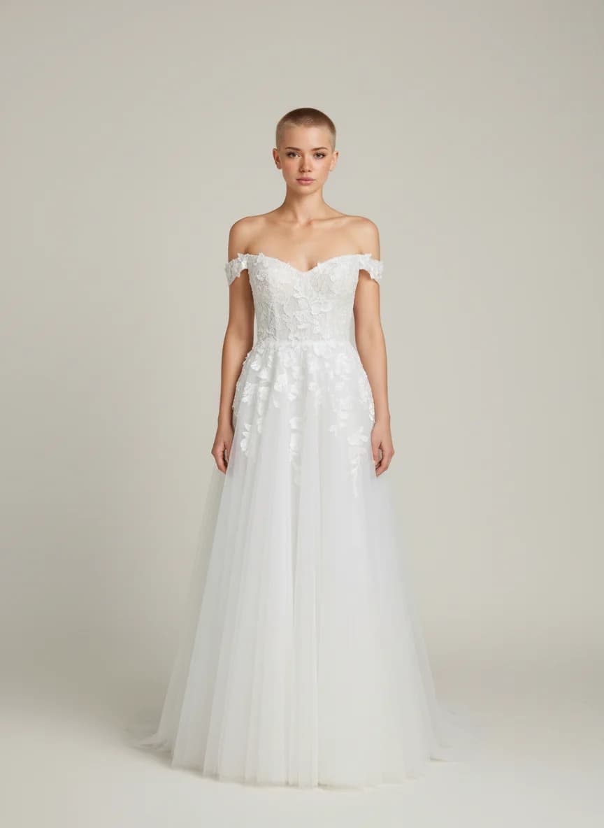 Off Shoulder neckline wedding dress