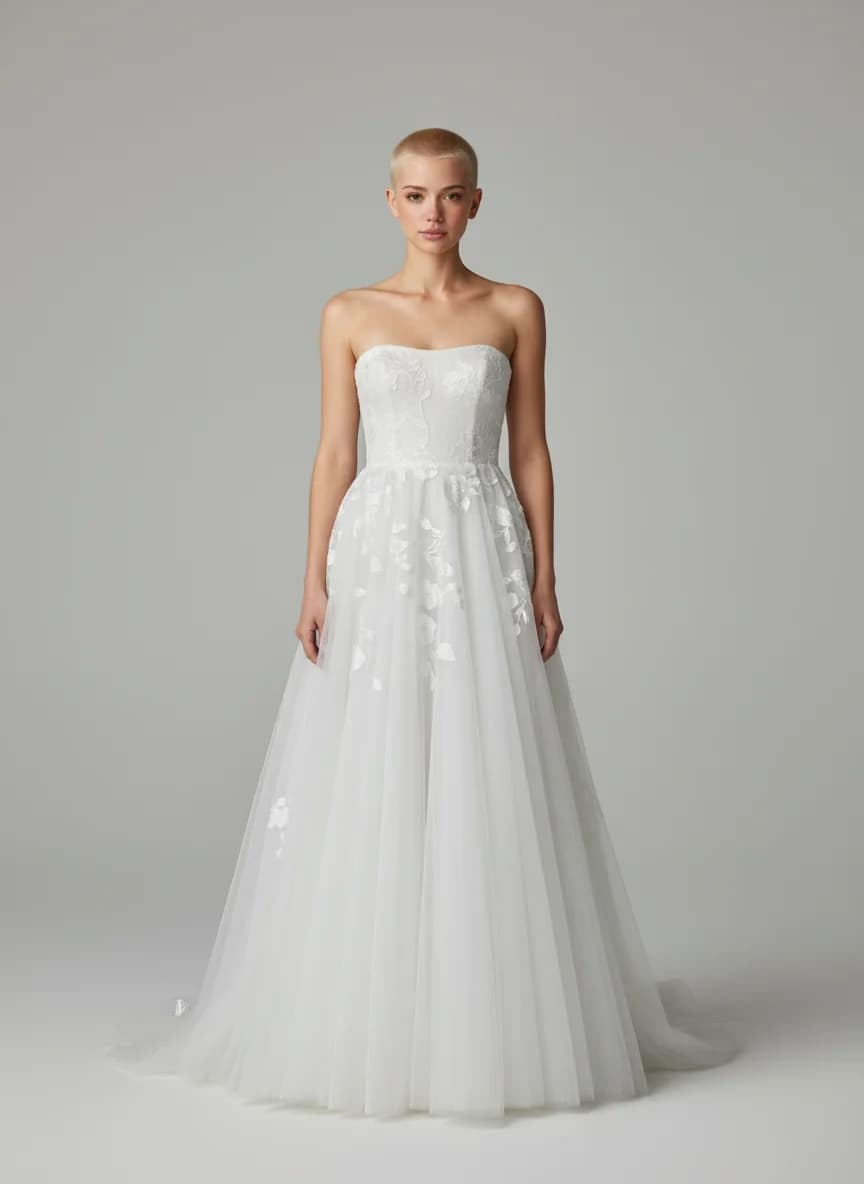 Strapless neckline wedding dress