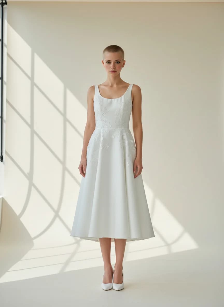 A-Line dress with Knee Length and Scoop neckline