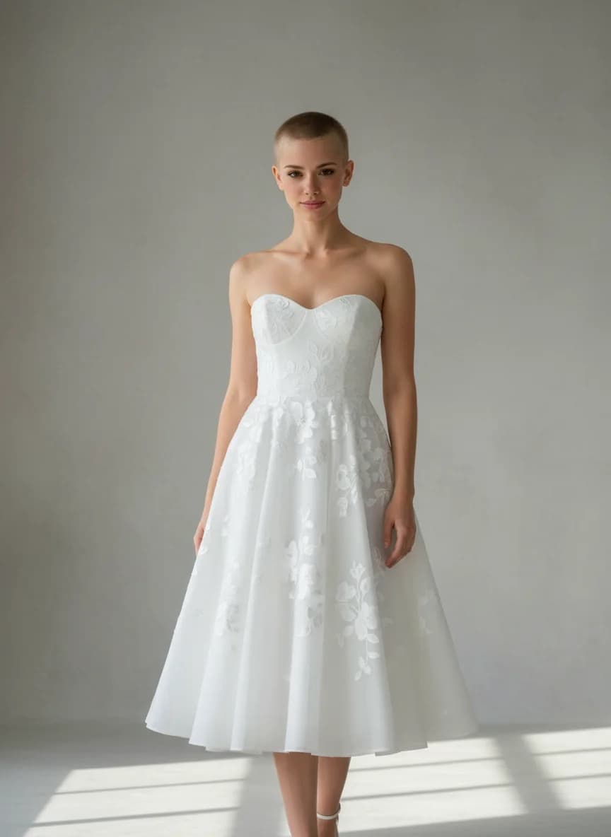 A-Line dress with Knee Length and Strapless neckline