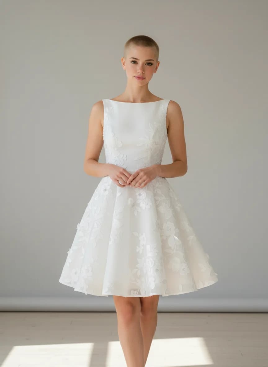 A-Line dress with Mini and Boat Neck neckline