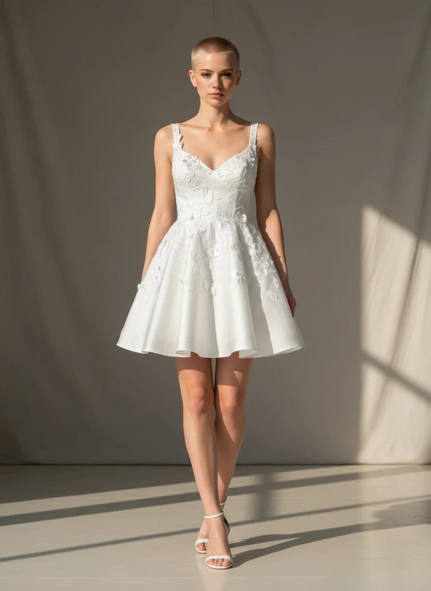 A-Line dress with Mini and Sweetheart neckline