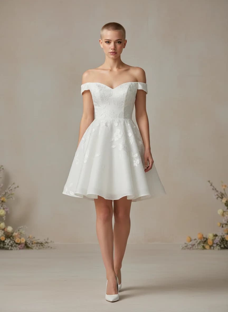 A-Line dress with Mini and Off Shoulder neckline