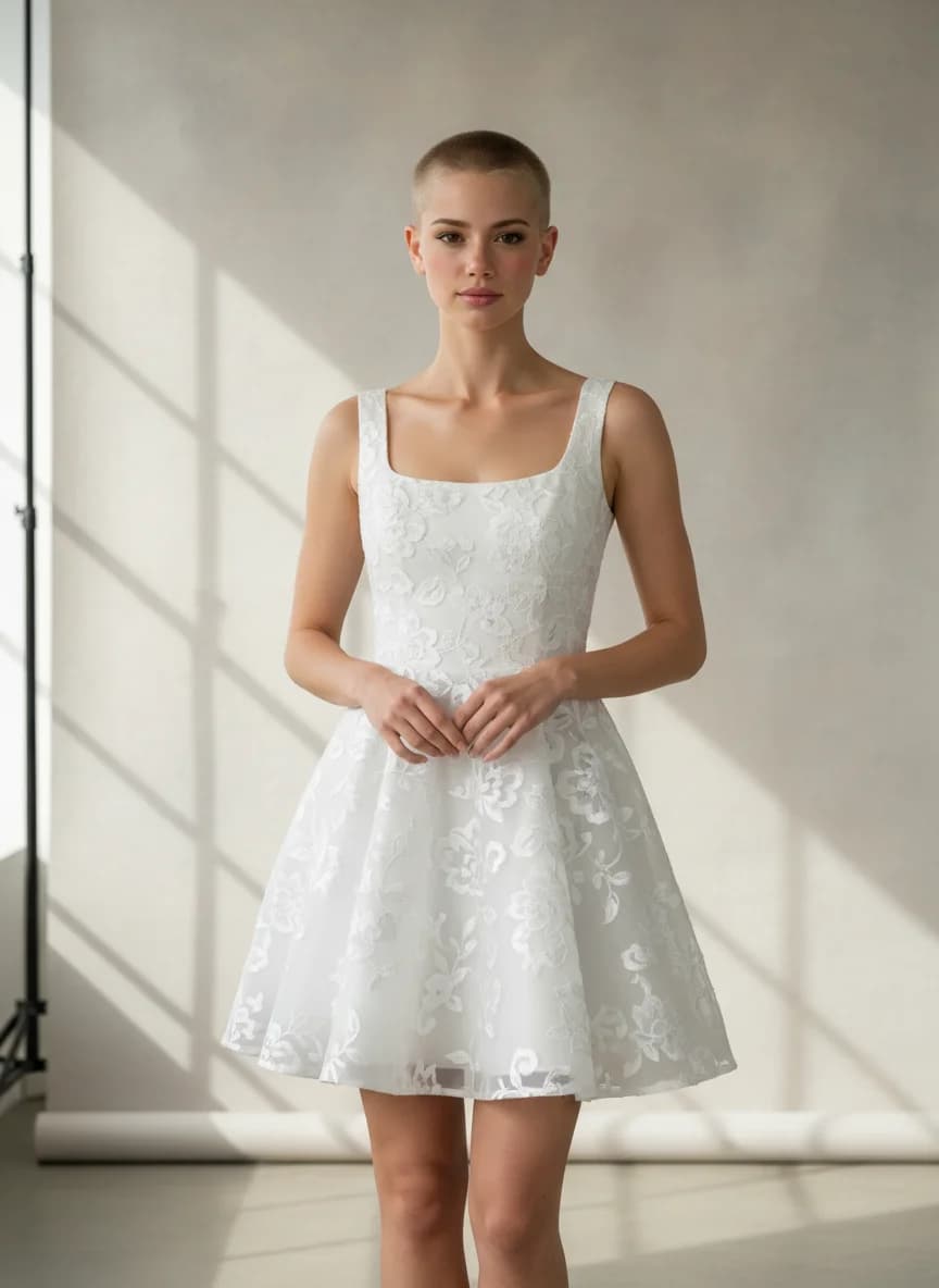 A-Line dress with Mini and Square neckline