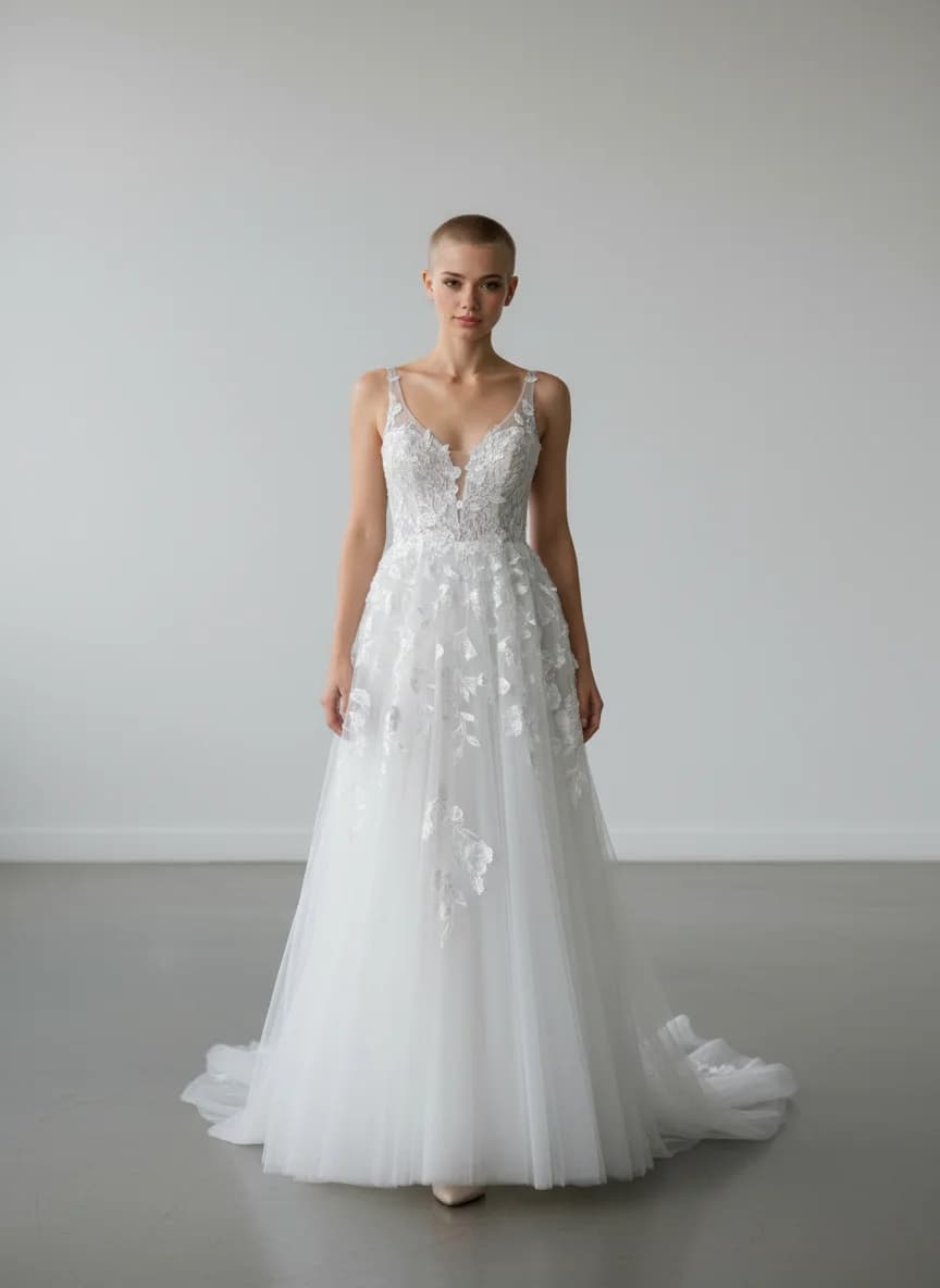A-Line dress with Sweep Train and Sweetheart neckline