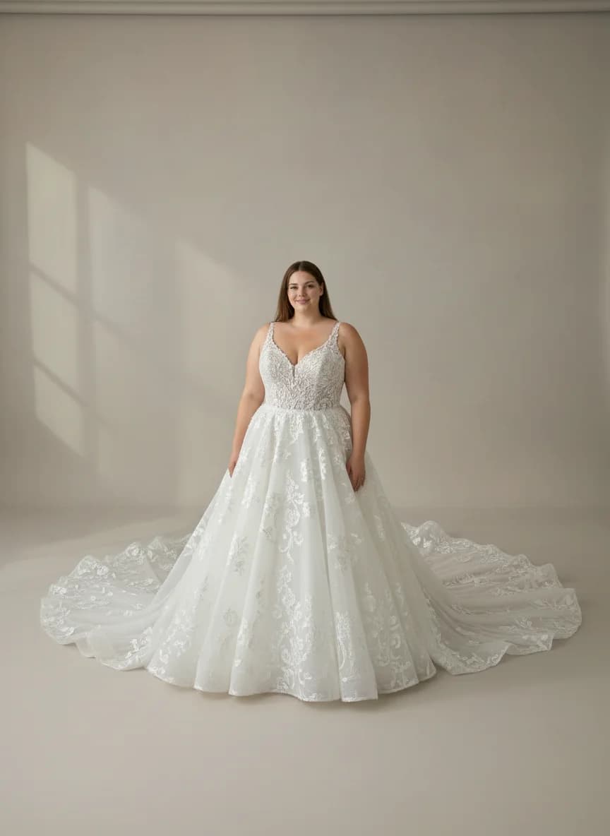 Ball Gown dress with Cathedral Train and Sweetheart neckline