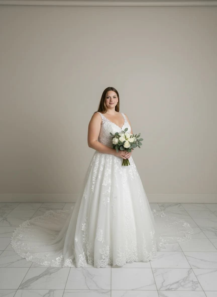Ball Gown dress with Cathedral Train and Scoop neckline