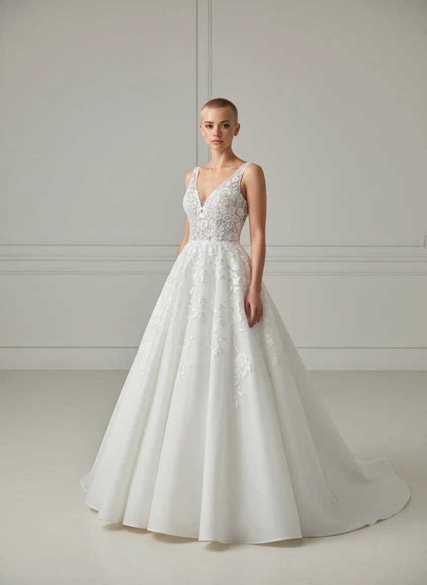 Ball Gown dress with V-Neck neckline