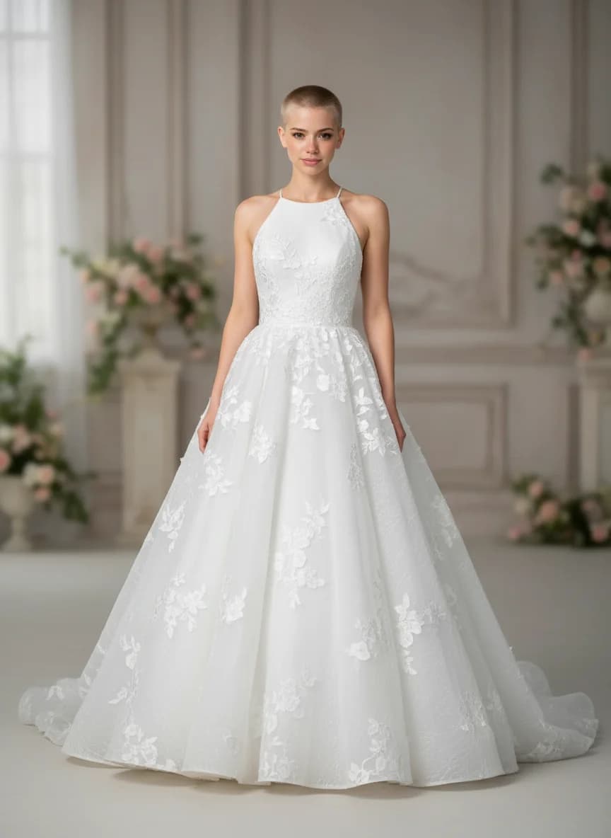 Ball Gown dress with Halter neckline