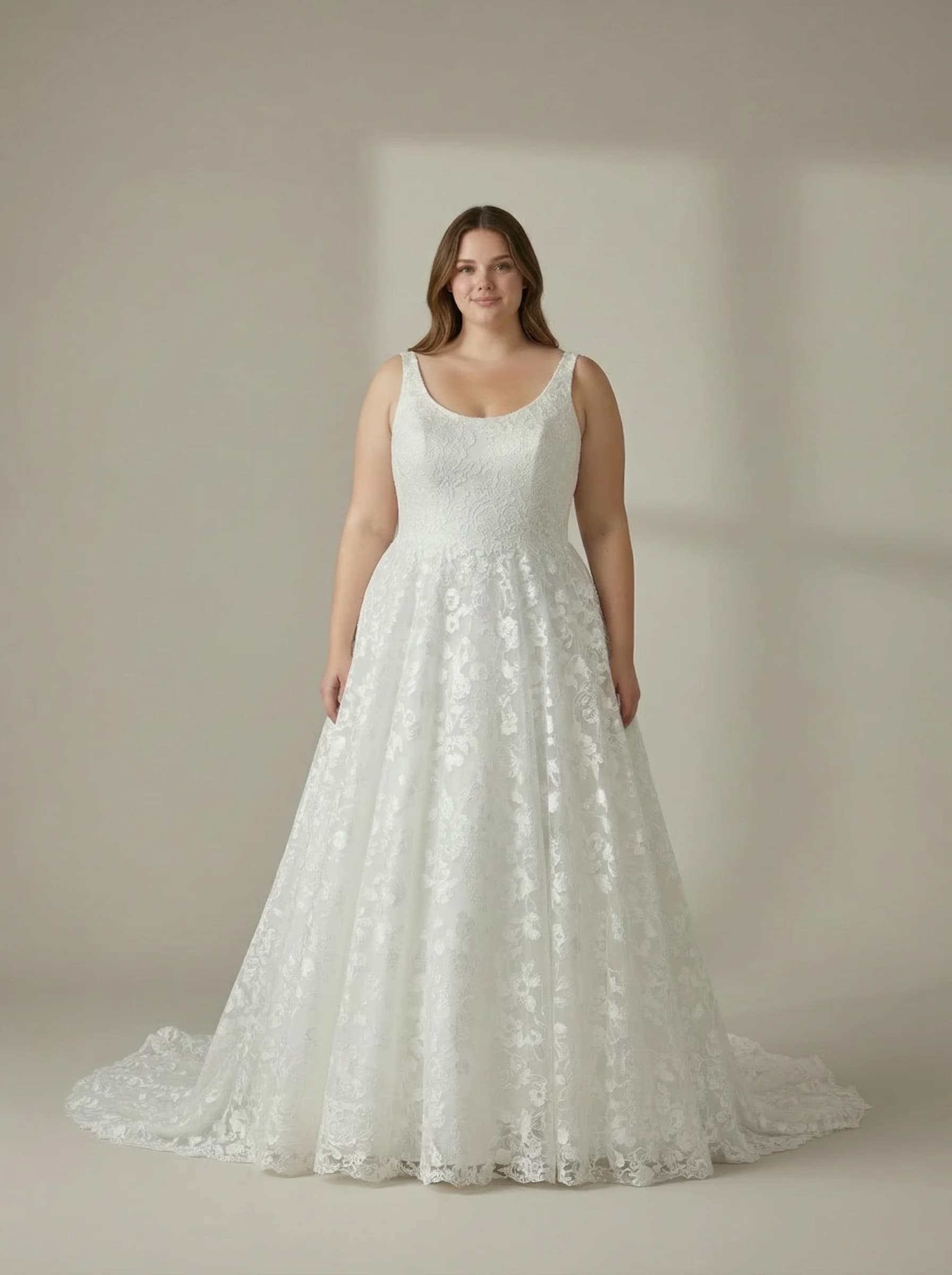 Ball Gown dress with Sweep Train and Scoop neckline