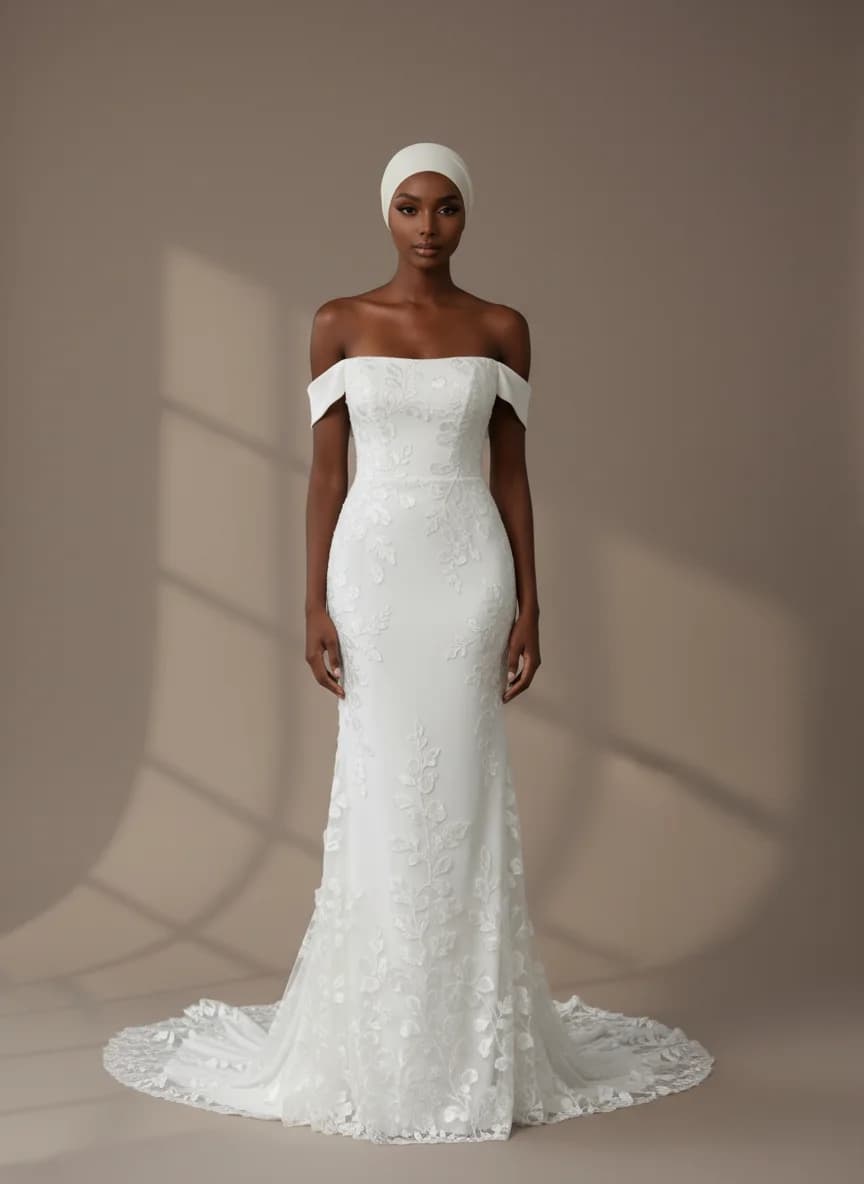 Column dress with Off Shoulder neckline