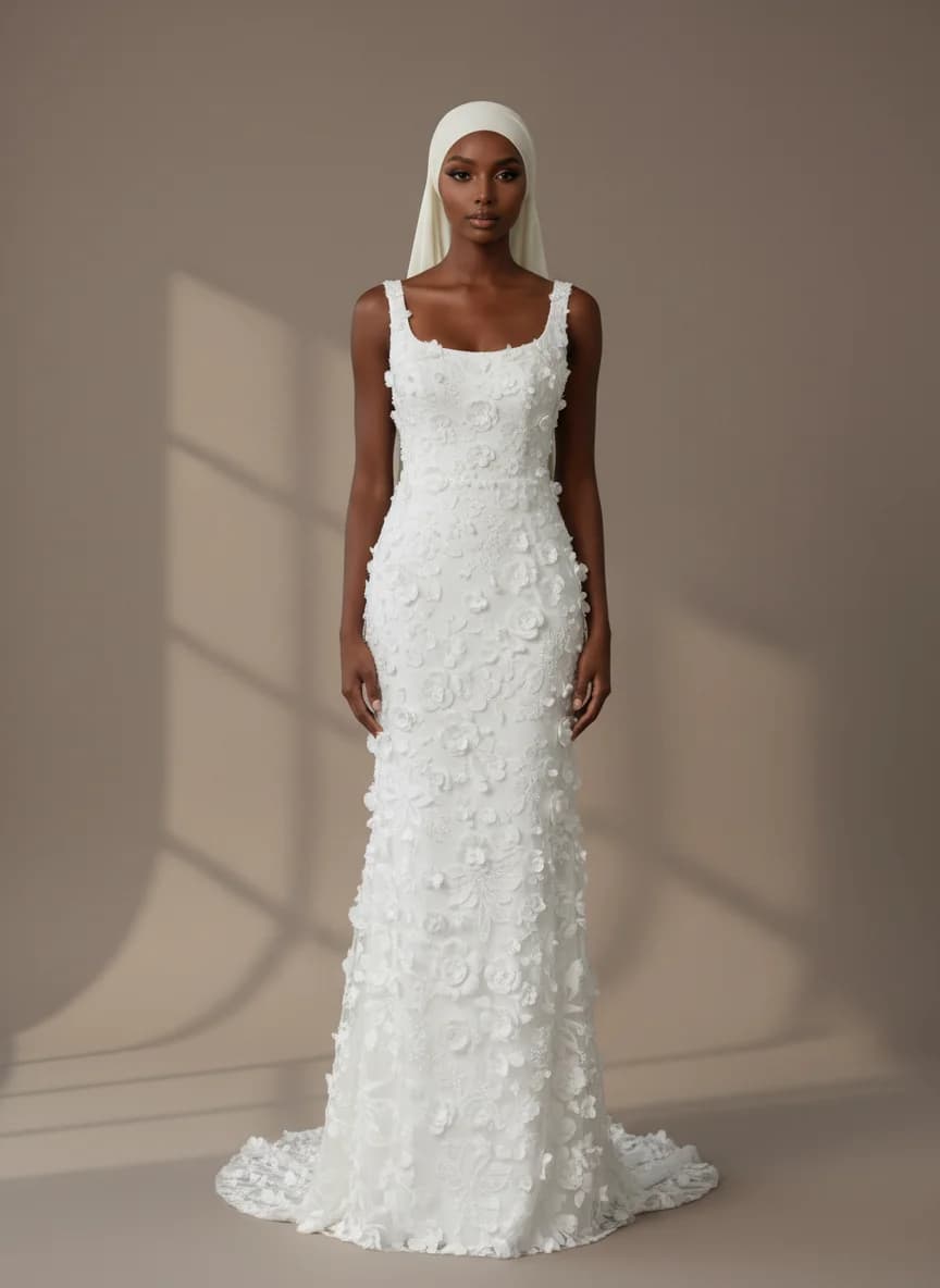 Column dress with Scoop neckline