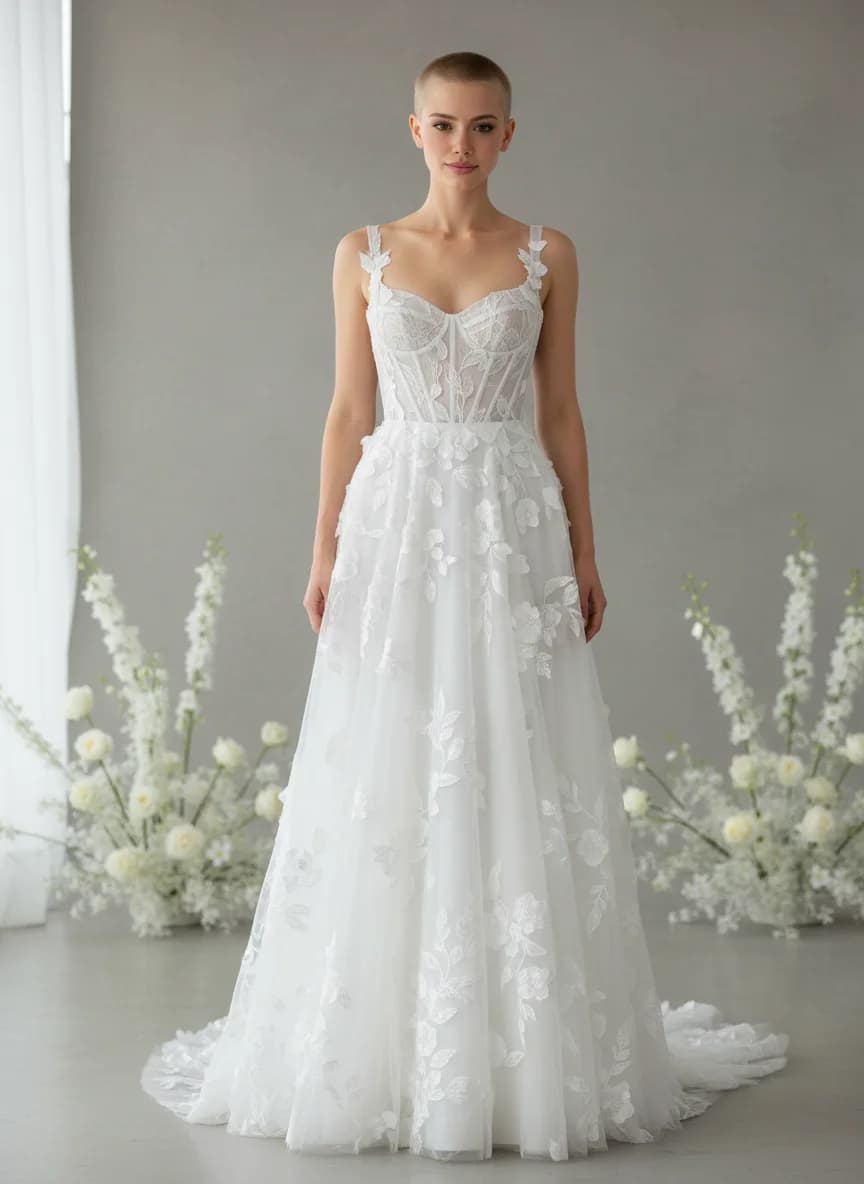 Corset wedding dress with Sweetheart neckline