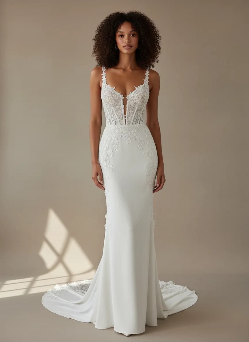 Corset dress with Sweep Train and V-Neck neckline