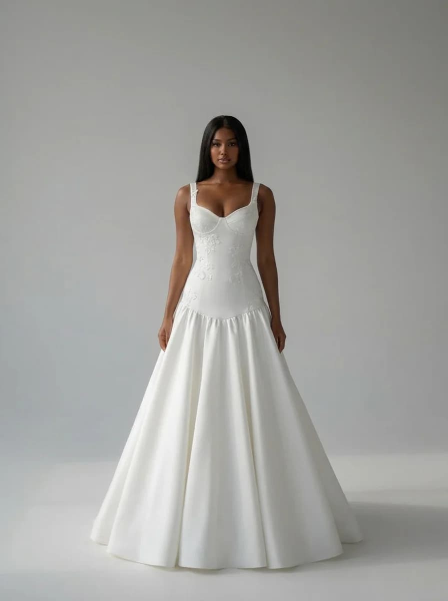 Drop Waist wedding dress with Sweetheart neckline