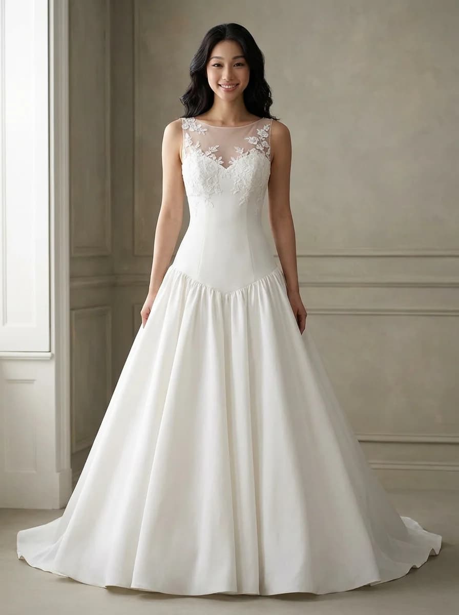 Drop Waist dress with Illusion neckline