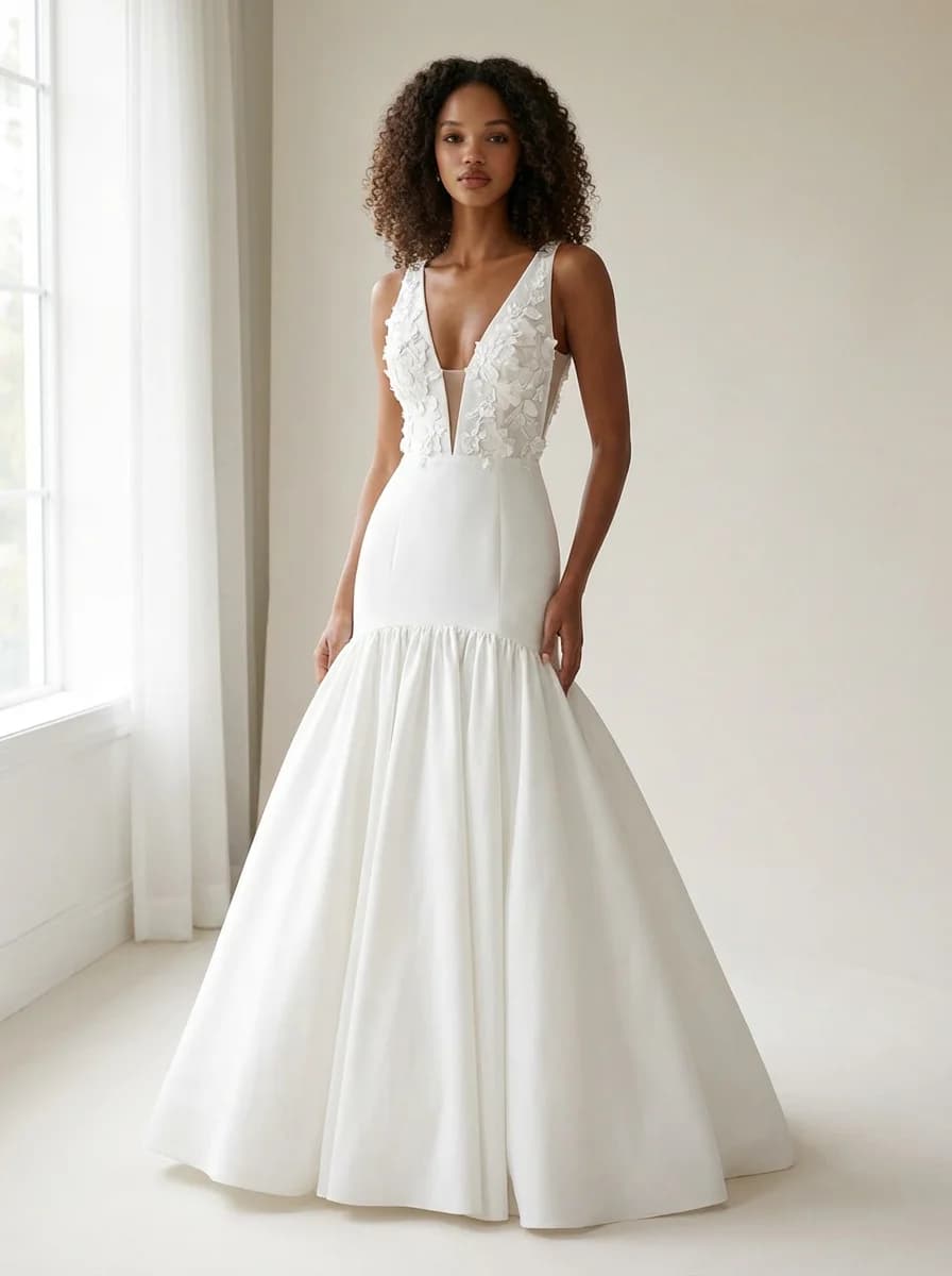 Drop Waist dress with Plunge neckline