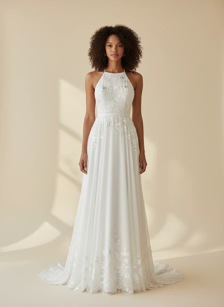 Empire Waist dress with Halter neckline