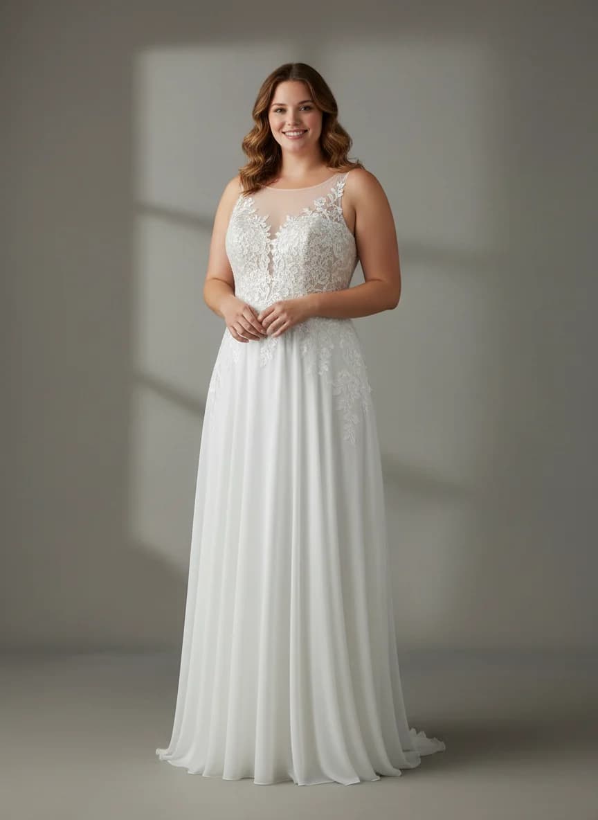 Empire Waist dress with Illusion neckline