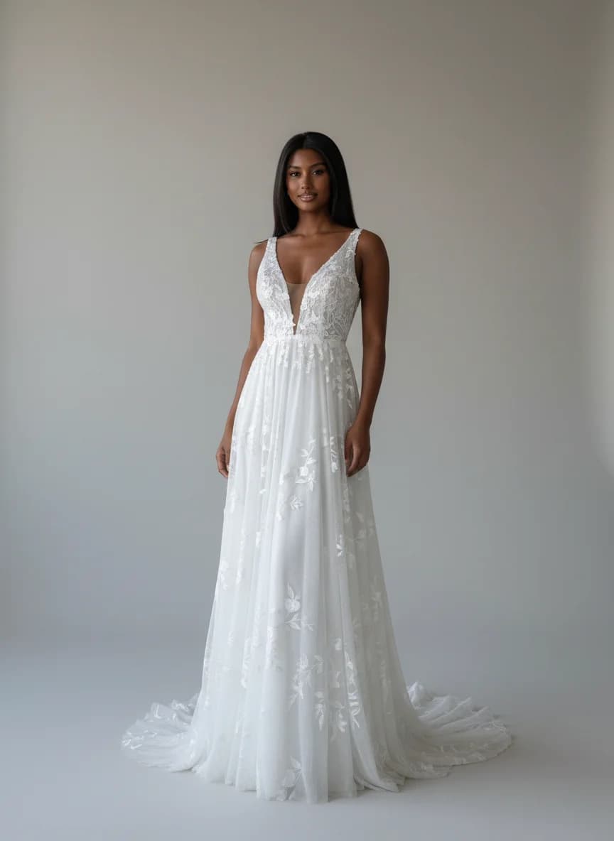 Empire Waist dress with Plunge neckline