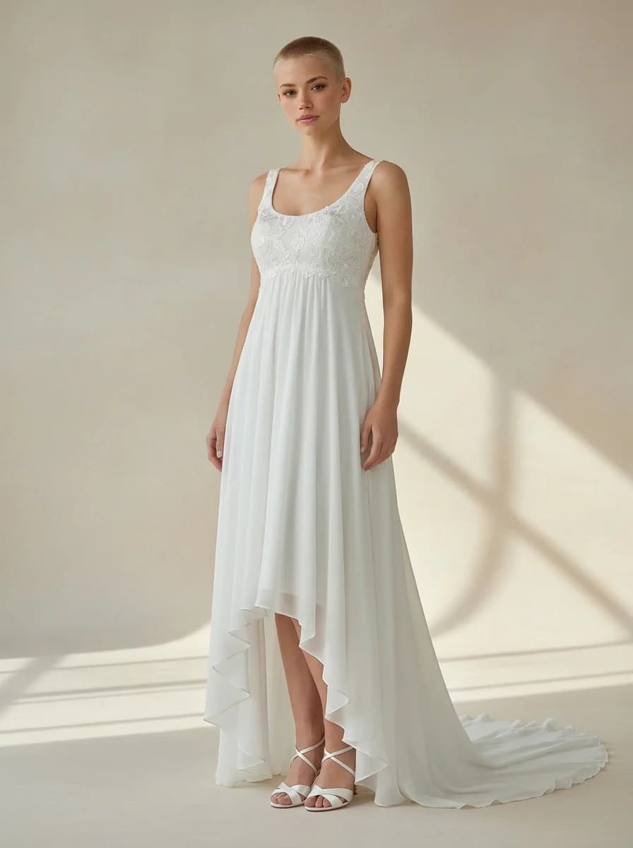 Empire Waist dress with High-Low and Scoop neckline