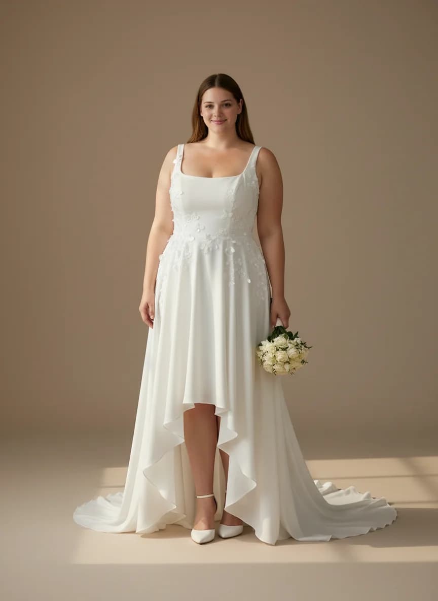 Empire Waist dress with High-Low and Square neckline