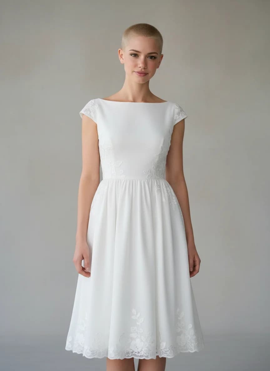 Empire Waist dress with Knee Length and Boat Neck neckline