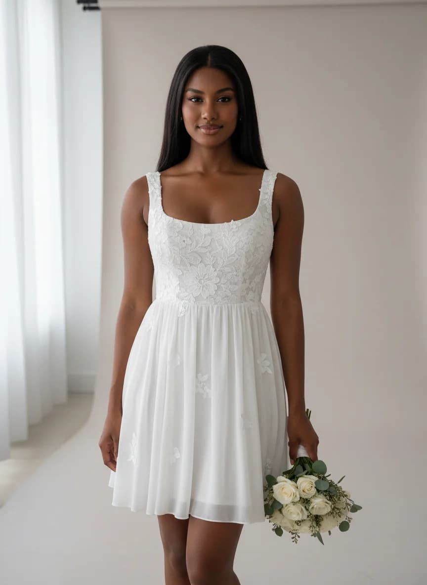 Empire Waist dress with Mini and Square neckline