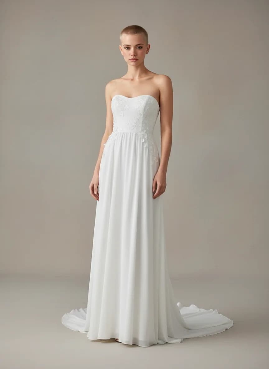 Empire Waist dress with Sweep Train and Strapless neckline