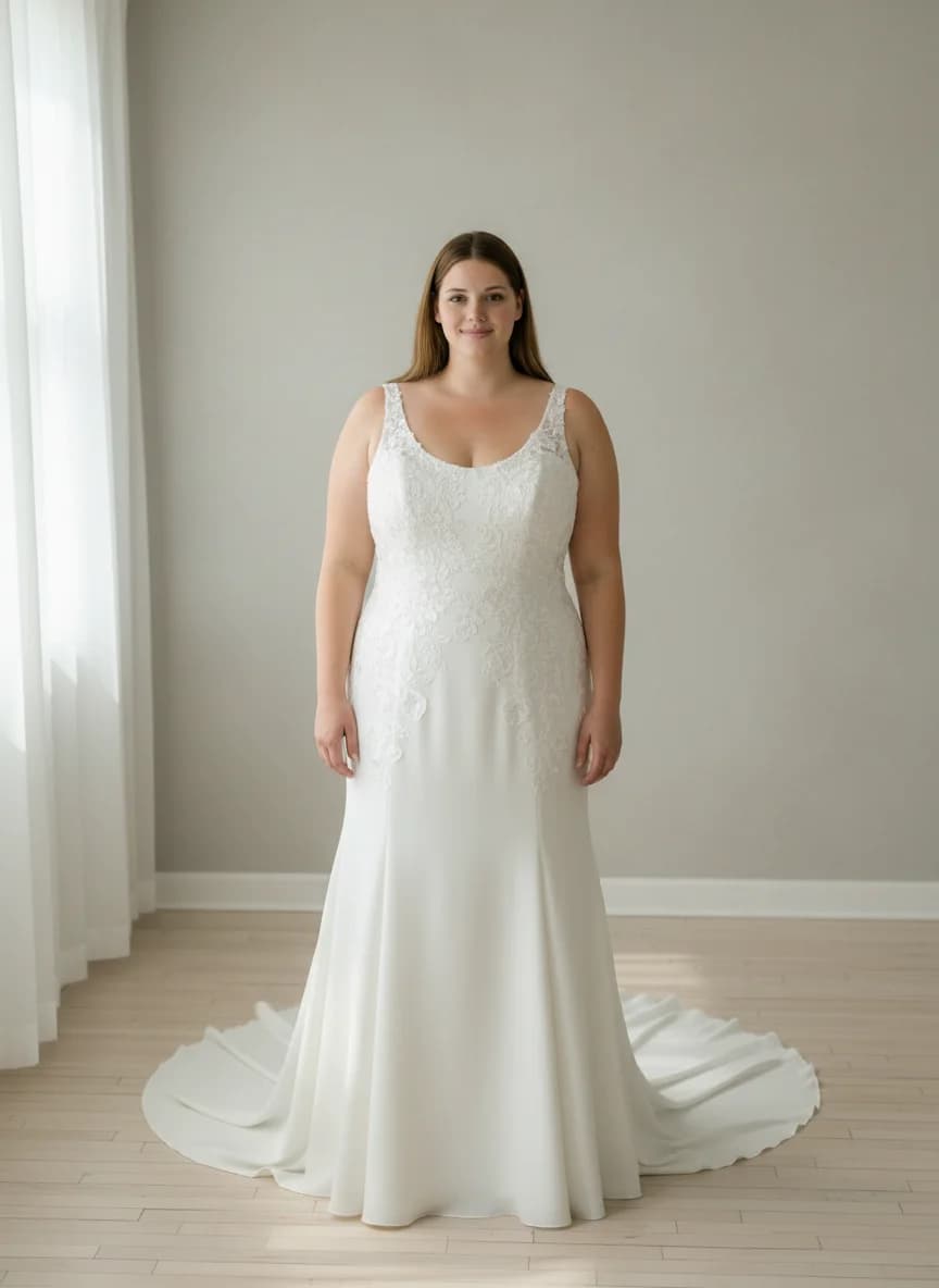 Fit & Flare dress with Chapel Train and Scoop neckline