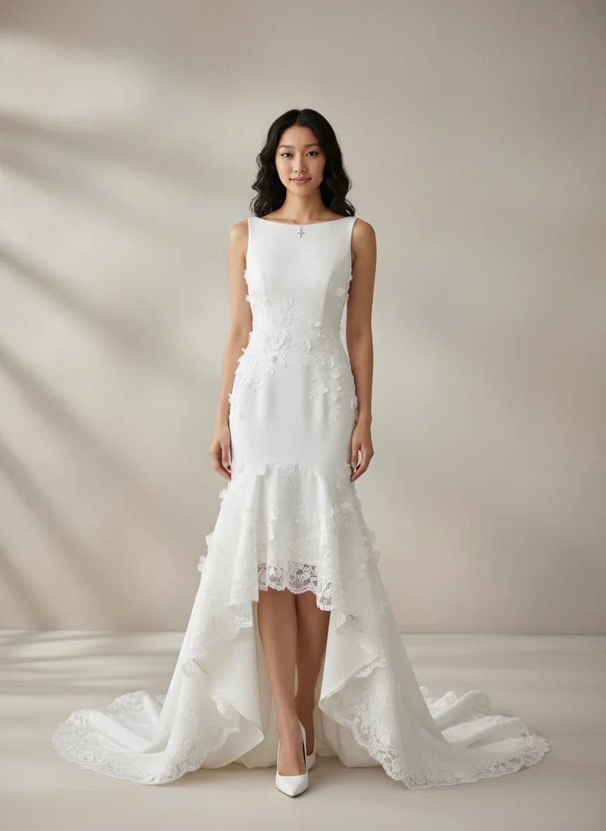 Fit & Flare dress with High-Low and Boat Neck neckline