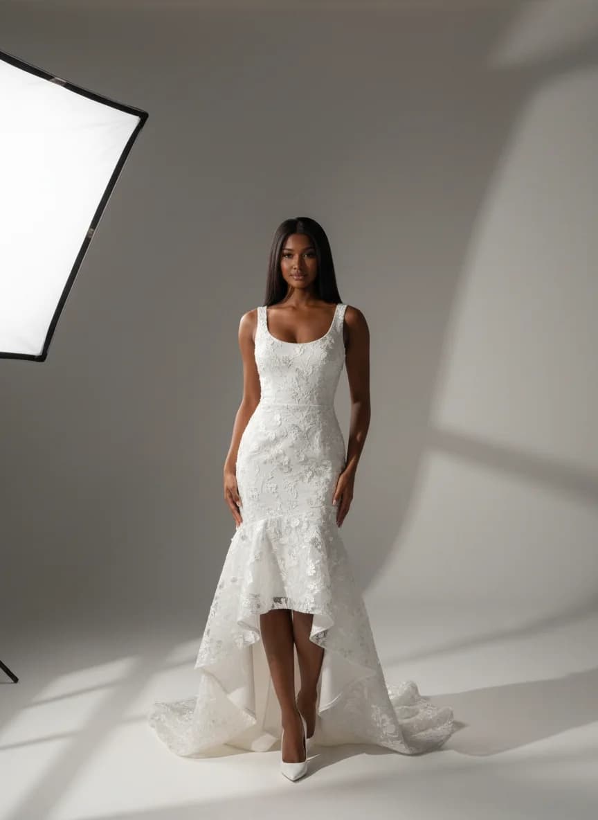 Fit & Flare dress with High-Low and Scoop neckline