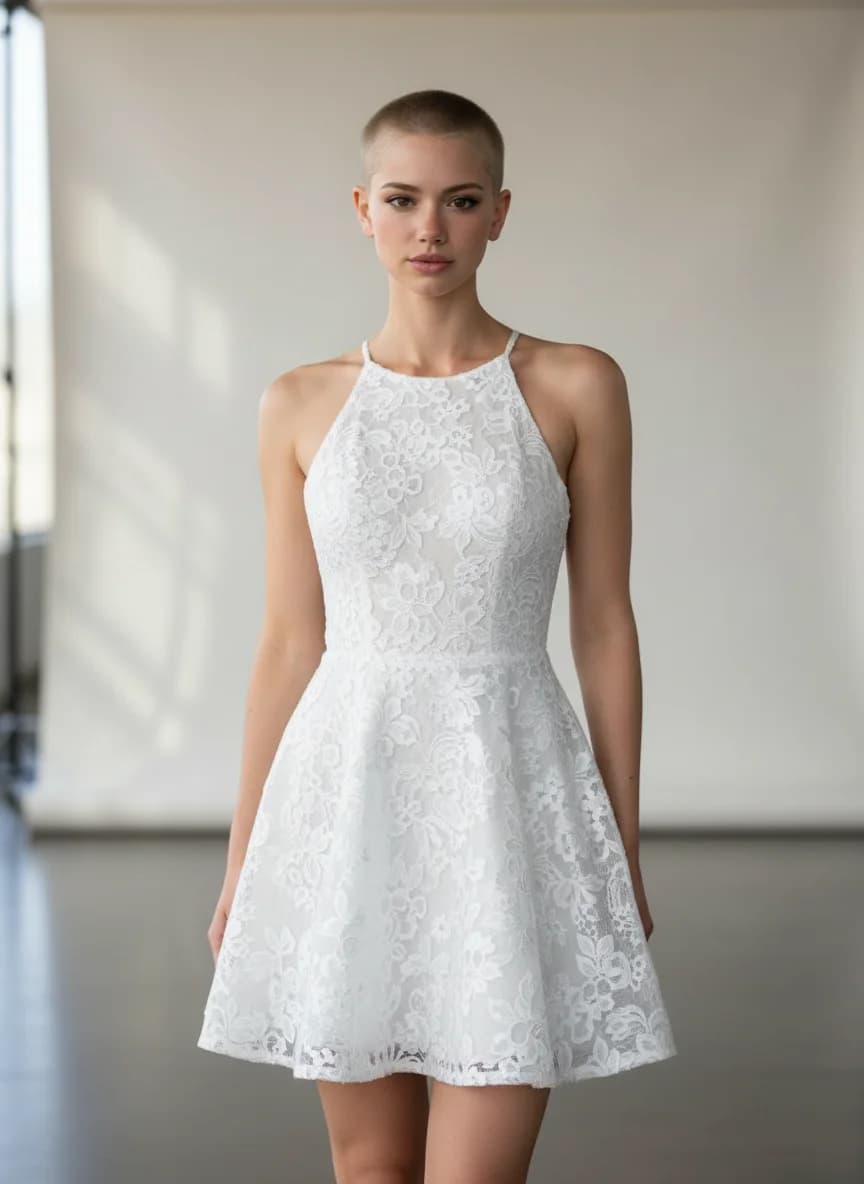 Fit & Flare dress with Mini and Halter neckline