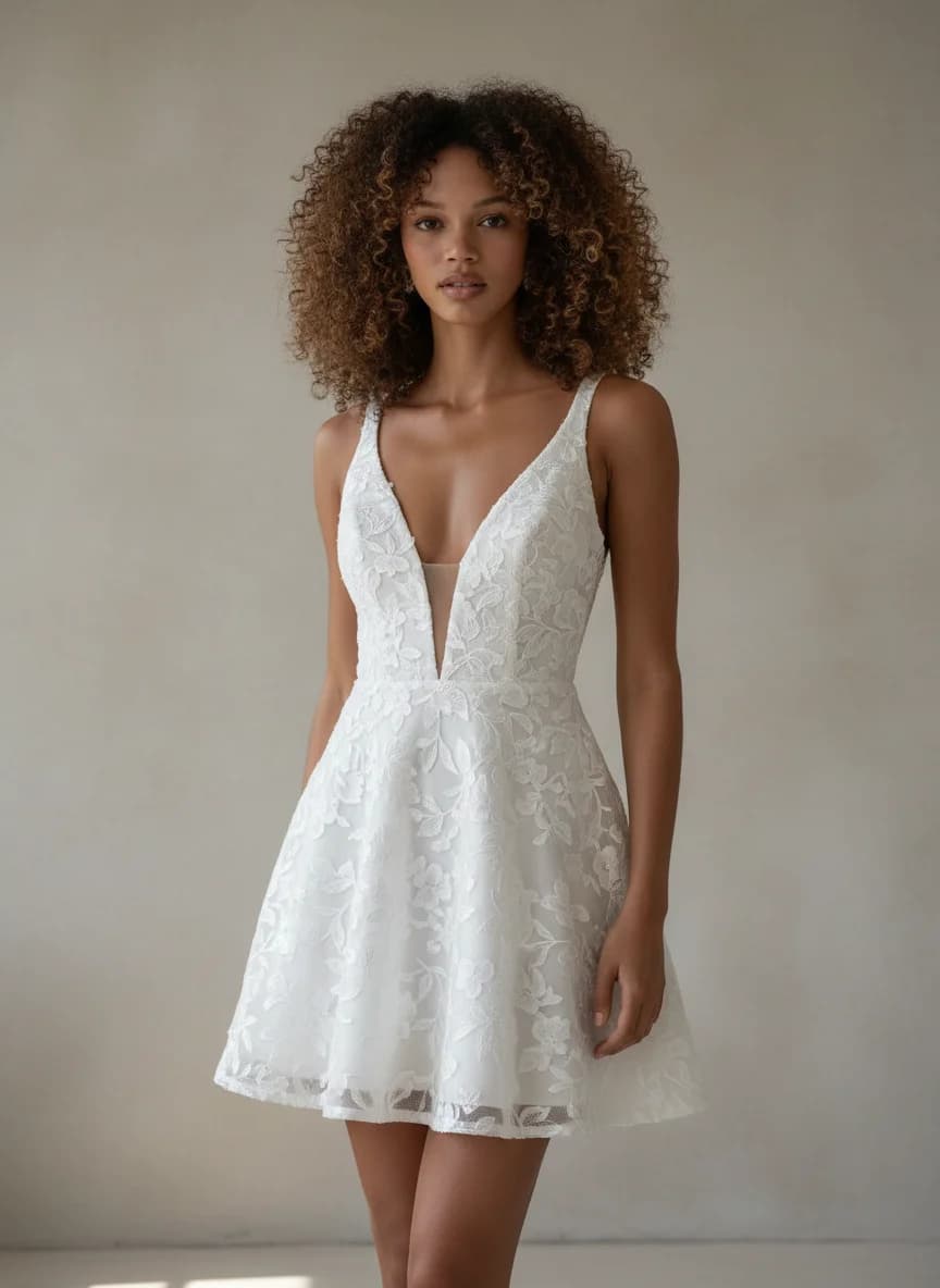 Fit & Flare dress with Mini and Plunge neckline