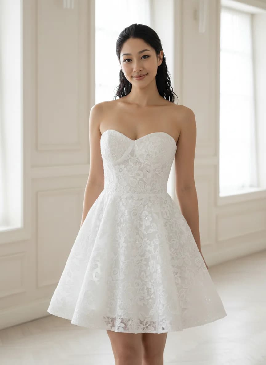 Fit & Flare dress with Mini and Strapless neckline