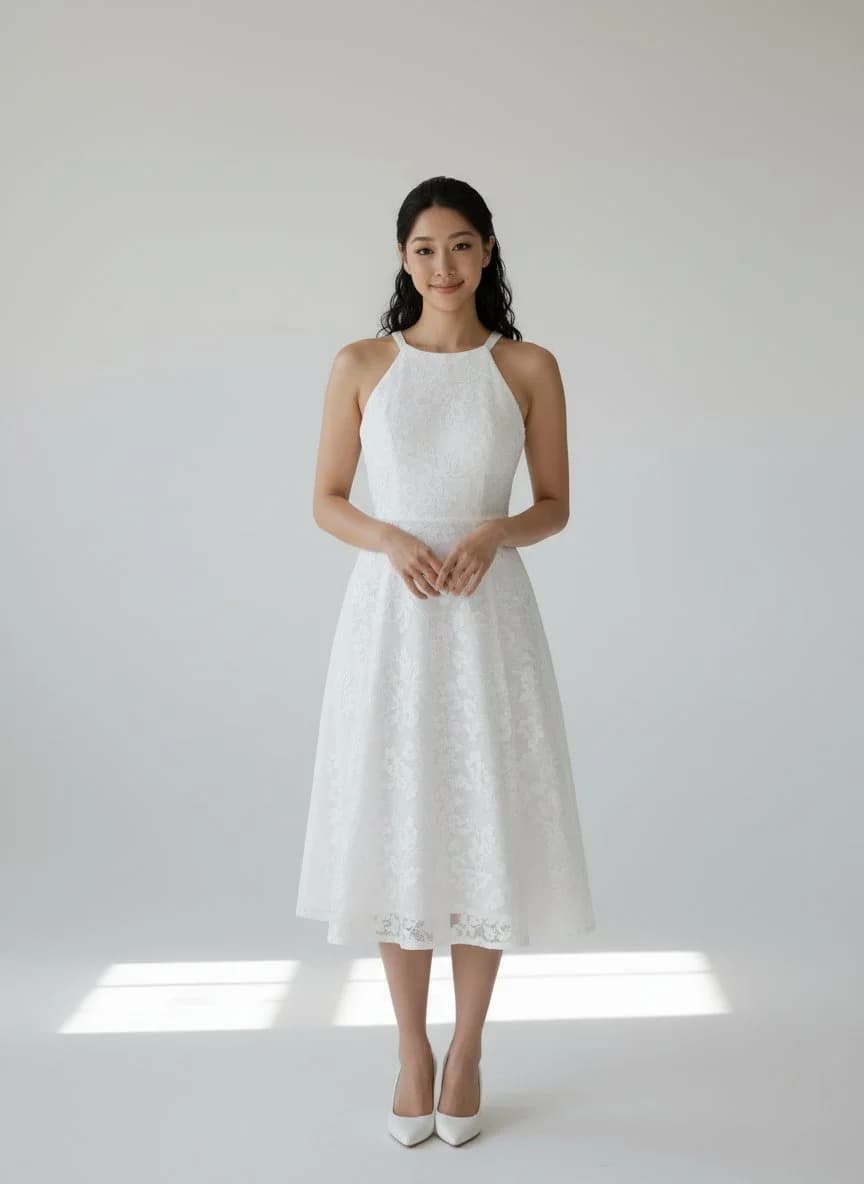 Fit & Flare dress with Tea Length and Halter neckline