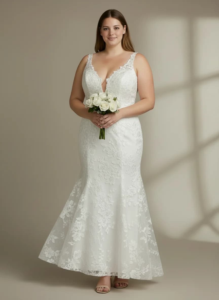 Fit & Flare dress with Tea Length and Plunge neckline