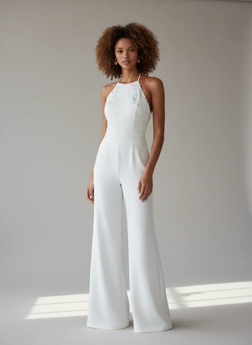 Jumpsuit dress with Halter neckline