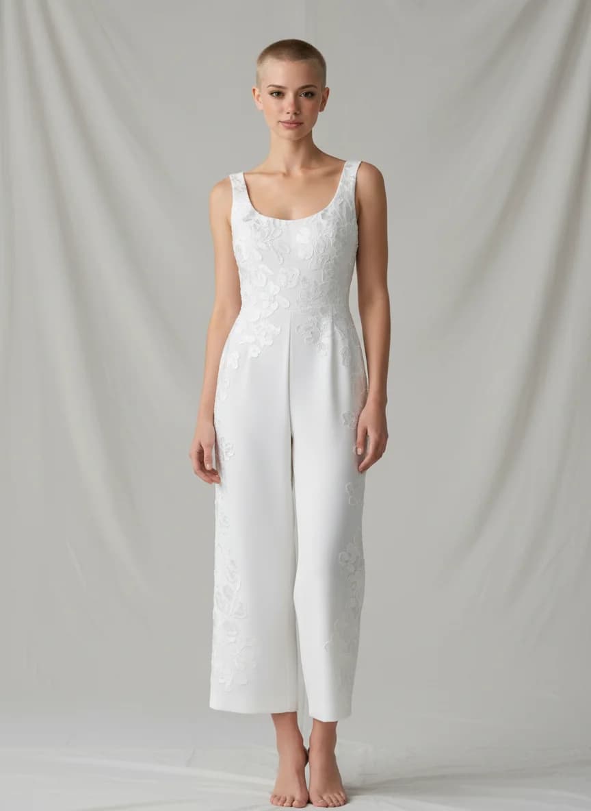 Jumpsuit dress with Tea Length and Scoop neckline