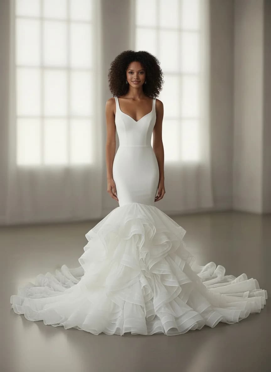 Mermaid dress with Cathedral Train and Sweetheart neckline