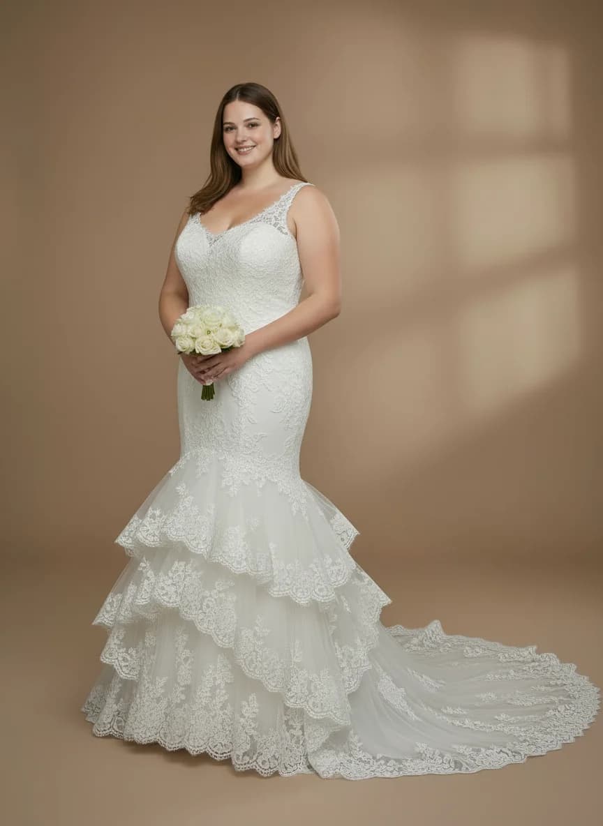 Mermaid dress with Cathedral Train and Scoop neckline