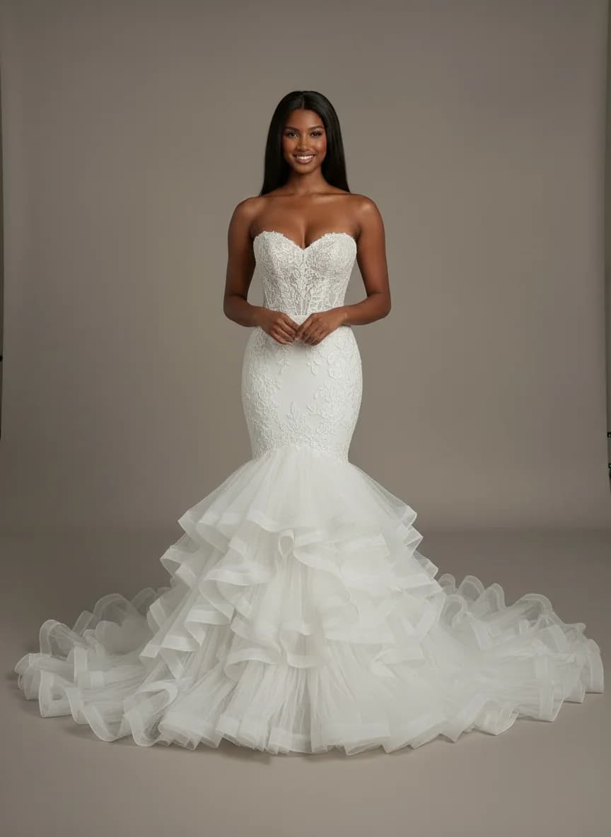 Mermaid dress with Cathedral Train and Strapless neckline