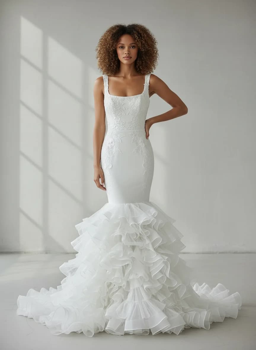 Mermaid dress with Square neckline