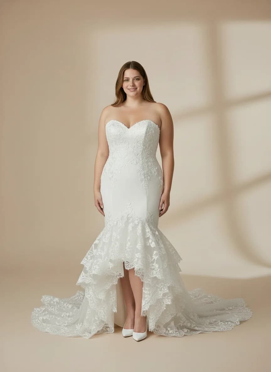 Mermaid dress with High-Low and Strapless neckline