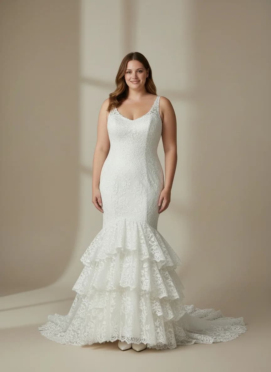 Mermaid dress with Sweep Train and Scoop neckline