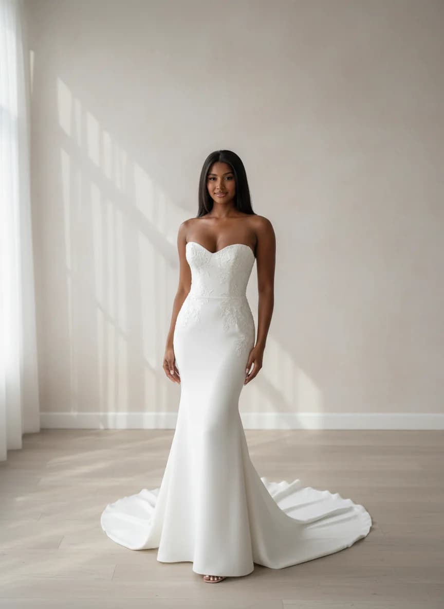 Mermaid dress with Sweep Train and Strapless neckline