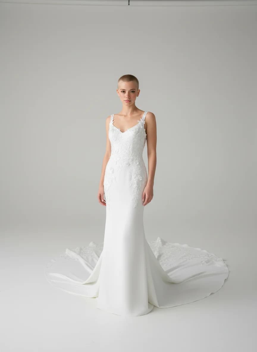 Sheath dress with Cathedral Train and Sweetheart neckline