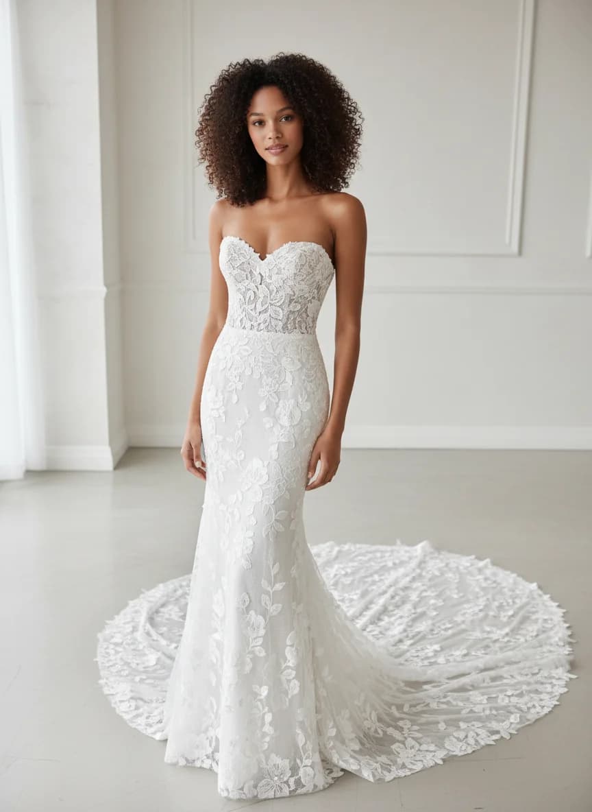 Sheath dress with Cathedral Train and Strapless neckline