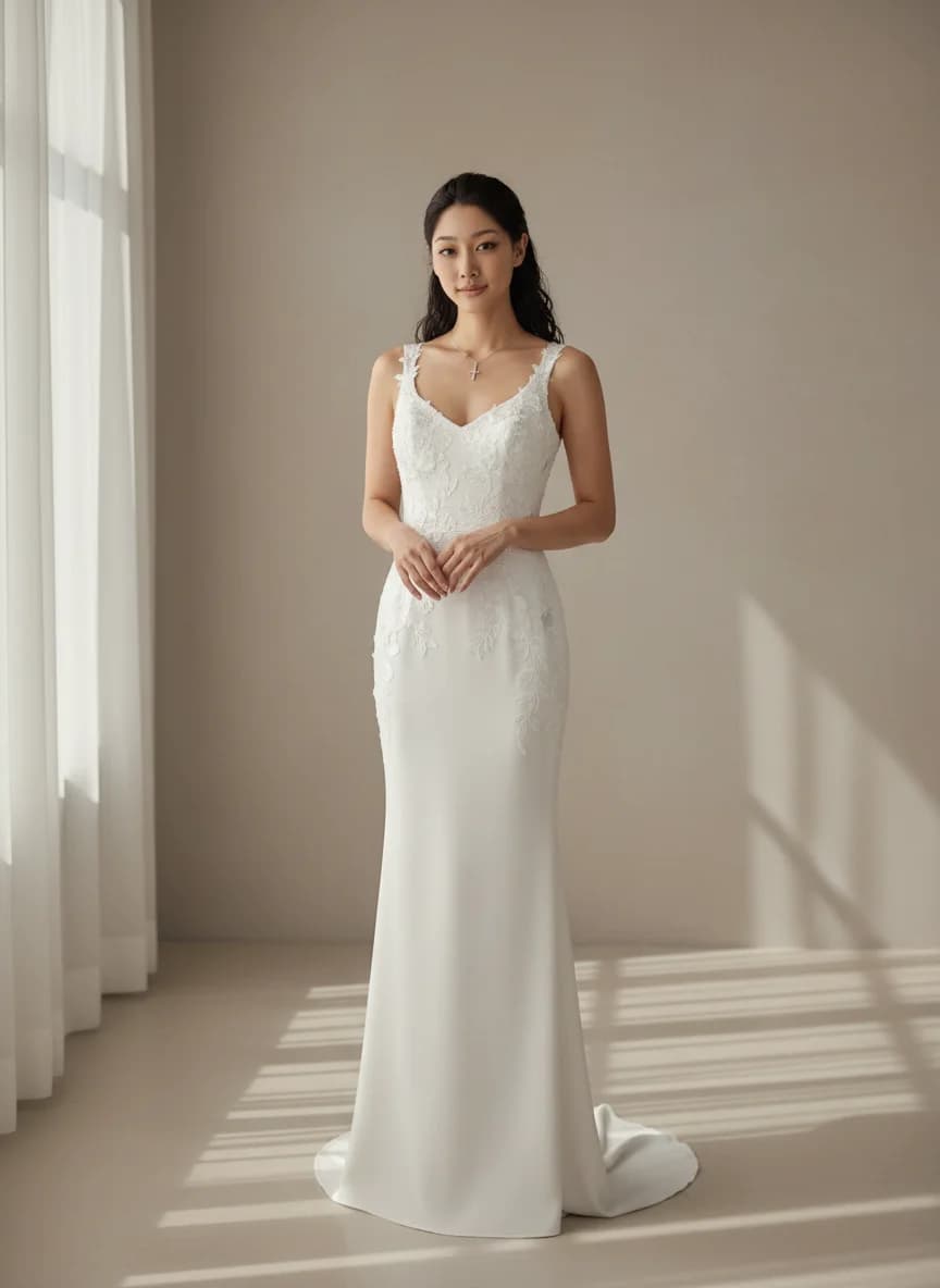 Sheath wedding dress with Sweetheart neckline