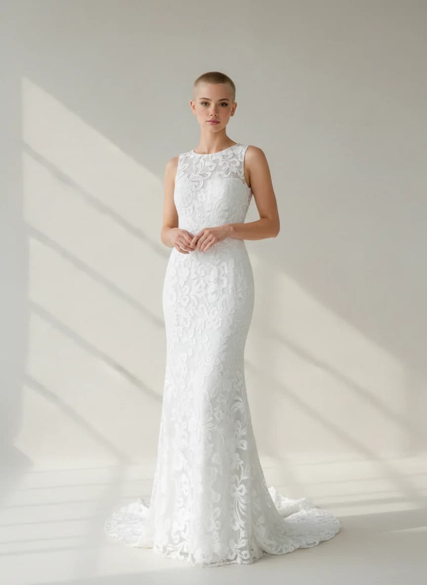 Sheath dress with High Neckline neckline